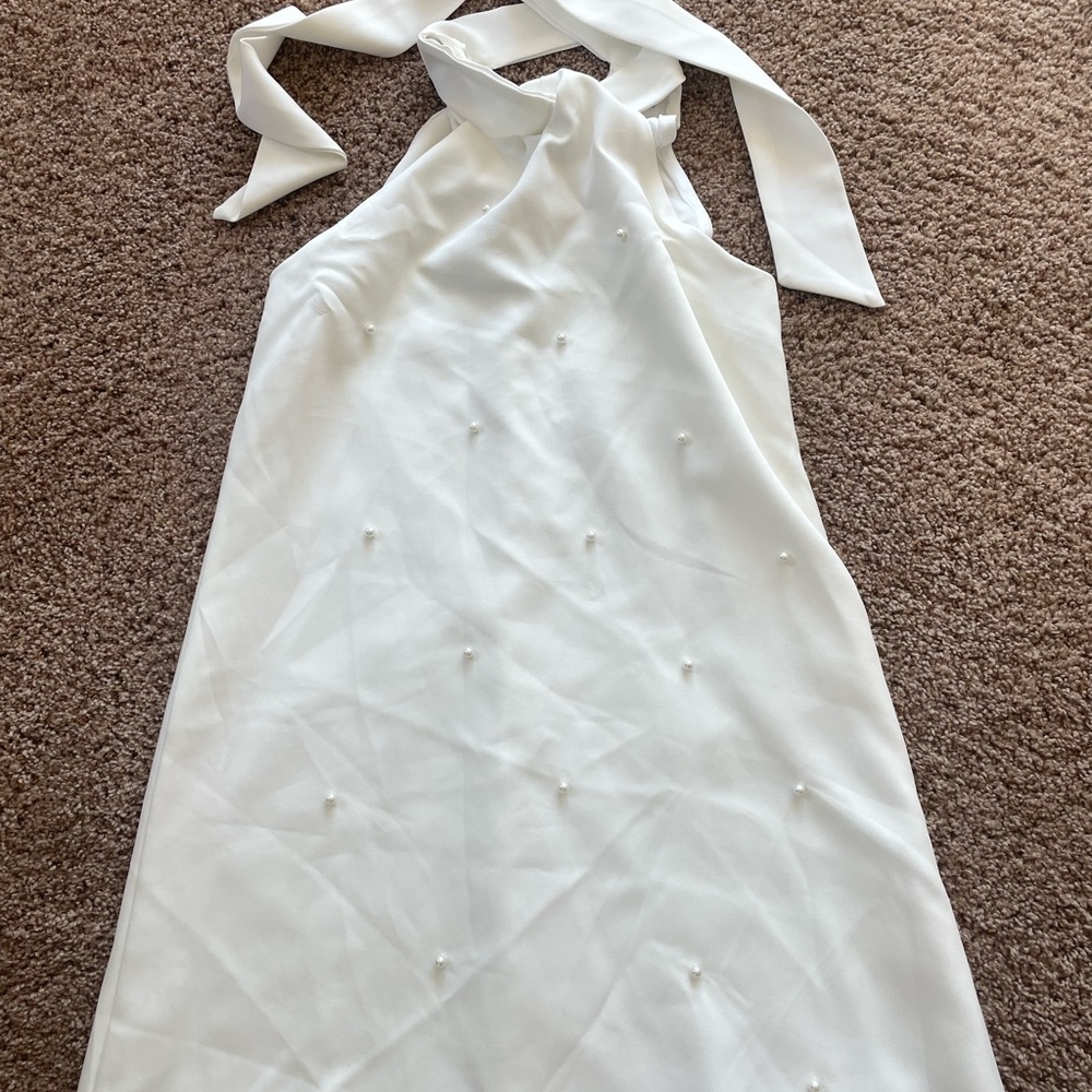 Stylish White Halter Dress by Shein